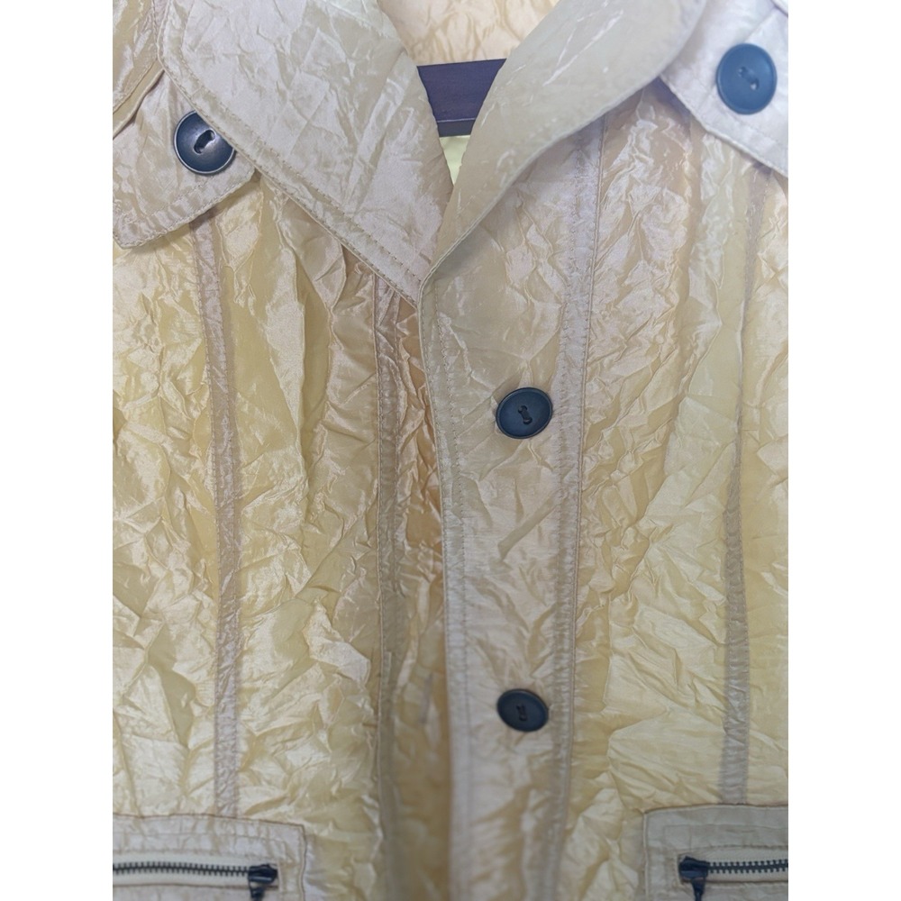 Chico's Women's Size 4 Crinkle Gold Yellow Sheen Shaya Jacket Size 0 Pockets - Picture 4 of 7